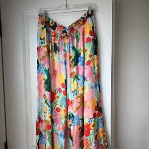 NWT Summersalt Rifle Paper Co Perfect Palazzo Pants with Ties Sicily XL